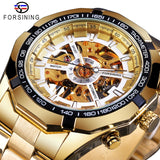 Forsining 2017 Silver Stainless Steel Waterproof Mens Skeleton Watches Top Brand Luxury Transparent Mechanical Male Wrist Watch