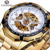 Forsining 2017 Silver Stainless Steel Waterproof Mens Skeleton Watches Top Brand Luxury Transparent Mechanical Male Wrist Watch