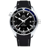 Men Automatic Self Wind Mechanical Canvas Rubber Strap James Bond 007 Style Orange Blue Red Rotatable Bezel Classic Watch