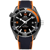 Men Automatic Self Wind Mechanical Canvas Rubber Strap James Bond 007 Style Orange Blue Red Rotatable Bezel Classic Watch