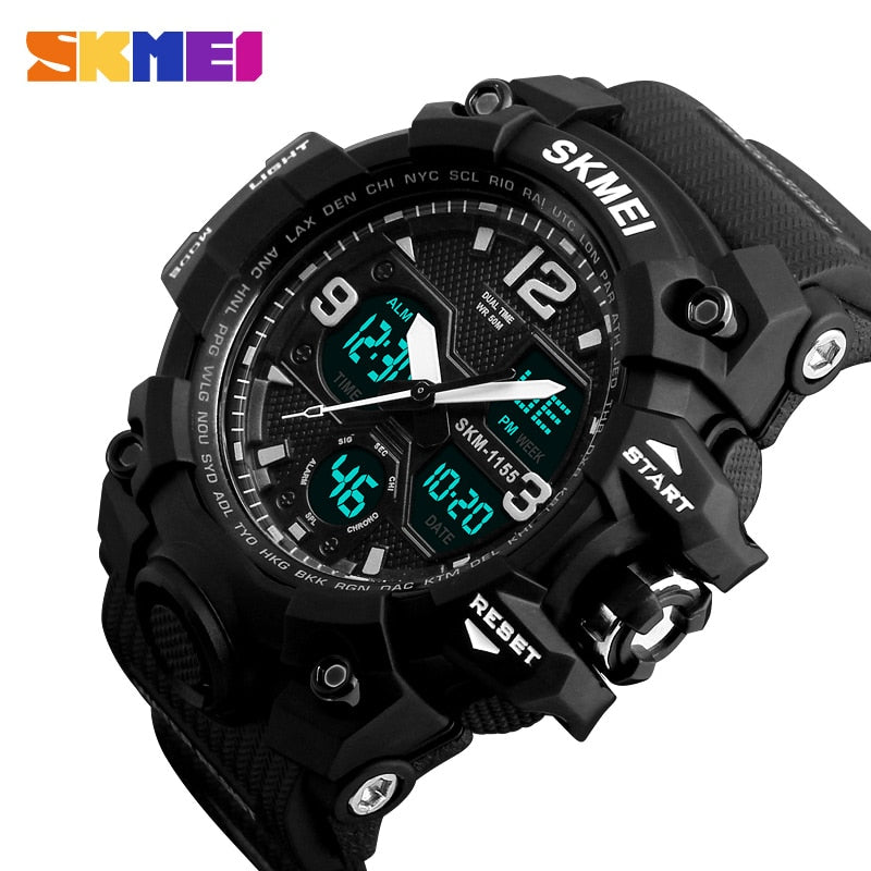 SKMEI New Fashion Men Sports Watches Men Quartz Analog LED Digital Clock Man Military Waterproof Watch Relogio Masculino 1155B