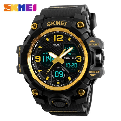 SKMEI New Fashion Men Sports Watches Men Quartz Analog LED Digital Clock Man Military Waterproof Watch Relogio Masculino 1155B