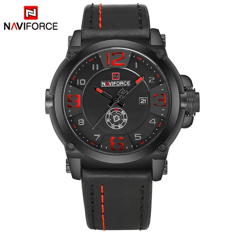 NAVIFORCE Top Luxury Brand Men Sports Military Quartz Watch Man Analog Date Clock Leather Strap Wristwatch Relogio Masculino