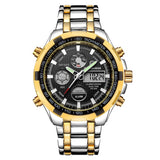 GOLDENHOUR Luxury Brand Waterproof Military Sport Watches Men Silver Steel Digital Quartz Analog Watch Clock Relogios Masculinos