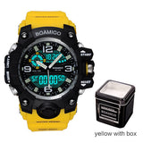 Men Sports Watches BOAMIGO Brand Digital LED Orange Shock Swim Quartz Rubber Wristwatches Waterproof Clock Relogio Masculino