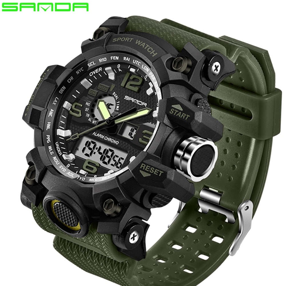 SANDA top luxury brand G style men's military sports watch LED digital watch waterproof men's watch Relogio Masculino