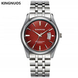 Full Stainless Steel Men Watch Fashion Male Date Calendar Clock Sports Watchband Waterproof Man Quartz Wrist Watches KINGNUOS