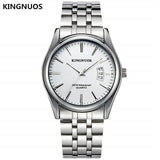 Full Stainless Steel Men Watch Fashion Male Date Calendar Clock Sports Watchband Waterproof Man Quartz Wrist Watches KINGNUOS