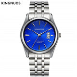 Full Stainless Steel Men Watch Fashion Male Date Calendar Clock Sports Watchband Waterproof Man Quartz Wrist Watches KINGNUOS