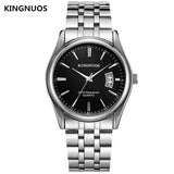 Full Stainless Steel Men Watch Fashion Male Date Calendar Clock Sports Watchband Waterproof Man Quartz Wrist Watches KINGNUOS