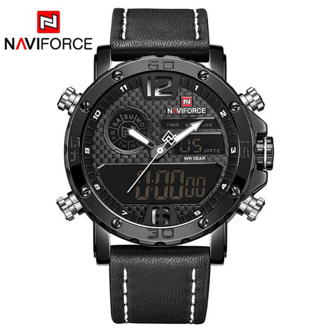 Mens Watches To Luxury Brand Men Leather Sports Watches NAVIFORCE Men's Quartz LED Digital Clock Waterproof Military Wrist Watch