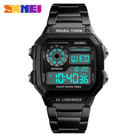 SKMEI Business Men Watches Waterproof Casual Watch Stainless Steel Digital Wristwatch Clock Relogio Masculino Erkek Kol Saati