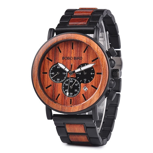 BOBO BIRD Wooden Watch Men erkek kol saati Luxury Stylish Wood Timepieces Chronograph Military Quartz Watches in Wood Gift Box