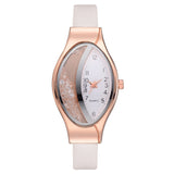 Women Fashion Luxury Watch Leather Strap Women Bracelet Clock Ellipse Rhinestone PU Sport Quartz Watch Wrist Watches For Women