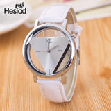 Hesiod New Design Fashion Ladies Watches Elegant Hollow Triangle Watch Fashion Women Thin Leather Strap Quartz Watch