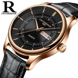 High Quality Rose Gold Dial Watch Men Leather Waterproof 30M Watches Business Fashion Japan Quartz Movement Auto Date Male Clock