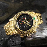 TEMEITE Creative Golden Men Quartz Wristwatches 3D Dial Design Full Steel Calendar Waterproof Big Watches Top Brand Luxury Clock