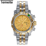 TEMEITE Creative Golden Men Quartz Wristwatches 3D Dial Design Full Steel Calendar Waterproof Big Watches Top Brand Luxury Clock