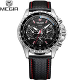 MEGIR Mens Watches Top Luxury Brand Male Clocks Military Army Man Sport Clock Leather Strap Business Quartz Men Wrist Watch 1010