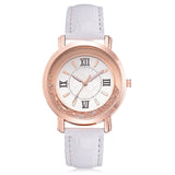 New ladies watch Rhinestone Leather Bracelet Wristwatch Women Fashion Watches Ladies Alloy Analog Quartz relojes @F