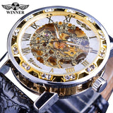 Winner Black Golden Retro Luminous Hands Fashion Diamond Display Mens Mechanical Skeleton Wrist Watches Top Brand Luxury Clock