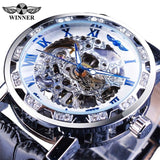 Winner Black Golden Retro Luminous Hands Fashion Diamond Display Mens Mechanical Skeleton Wrist Watches Top Brand Luxury Clock