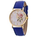 MINHIN New Arrival Rose Pattern Watches For Women Hot Selling PU Leather Wrist Watches Gift Fashion Casual Students Watch