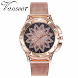 Fashion Women Rose Gold Flower Rhinestone Wrist Watches Luxury Casual Female Quartz Watch Relogio Feminino Drop Shipping