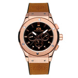 Men Automatic Self Wind Mechanical Rose Gold Silver Black Case Brown Leather Rubber Strap Casual Sports Geneve Watch