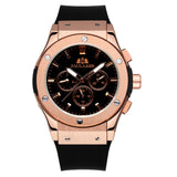 Men Automatic Self Wind Mechanical Rose Gold Silver Black Case Brown Leather Rubber Strap Casual Sports Geneve Watch