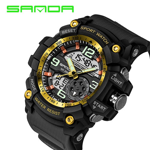 SANDA 759 Sports Men's Watches Top Brand Luxury Military Quartz Watch Men Waterproof S Shock Wristwatches relogio masculino 2019