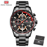 MINI FOCUS 2019 Fashion Blue Watch Men Quartz Clock Metal Strap Multifunction Calendar Sports Mens Watches Top Brand Luxury