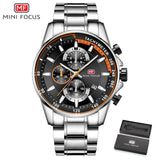 MINI FOCUS 2019 Fashion Blue Watch Men Quartz Clock Metal Strap Multifunction Calendar Sports Mens Watches Top Brand Luxury