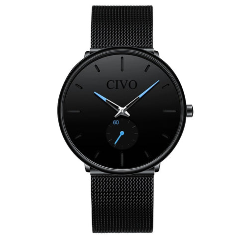 CIVO Fashion Watch Men Waterproof Slim Mesh Strap Minimalist Wrist Watches For Men Quartz Sports Watch Clock Relogio Masculino