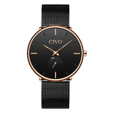 CIVO Fashion Watch Men Waterproof Slim Mesh Strap Minimalist Wrist Watches For Men Quartz Sports Watch Clock Relogio Masculino