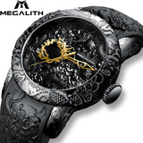 MEGALITH Fashion Gold Dragon Sculpture Watch Men Quartz Watch Waterproof Big Dial Sport Watches Men Watch Top Luxury Brand Clock