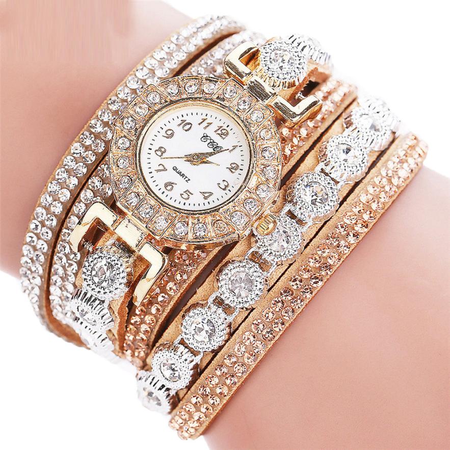 New Brand CCQ Bracelet Watches Fashion Casual Analog Quartz Women Rhinestone Watch Bracelet Watch Gift Relogio Feminino Clock #W