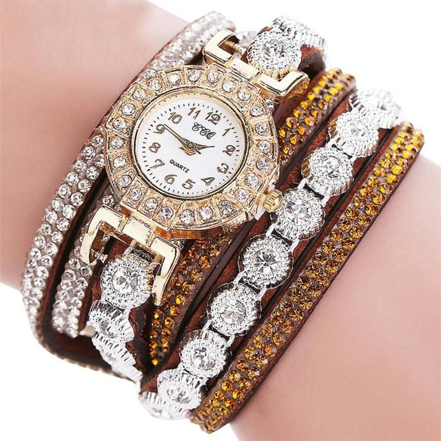 New Brand CCQ Bracelet Watches Fashion Casual Analog Quartz Women Rhinestone Watch Bracelet Watch Gift Relogio Feminino Clock #W