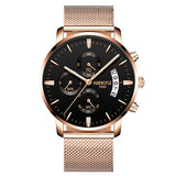 NIBOSI Men Watch Chronograph Sport Mens Watches Top Brand Luxury Waterproof Full Steel Quartz Gold Clock Men Relogio Masculino