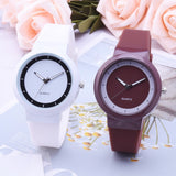 Woman Fashion Silicone Band Analog Quartz Round Wrist Watch Watches Rhinestone quartz watch relogio feminino the women wrist A40