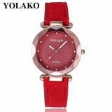 Dropshipping Women Romantic Starry Sky Wrist Watch Leather Rhinestone Designer Ladies Clock YOLAKO Brand Relogio Feminino