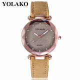 Dropshipping Women Romantic Starry Sky Wrist Watch Leather Rhinestone Designer Ladies Clock YOLAKO Brand Relogio Feminino