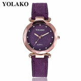 Dropshipping Women Romantic Starry Sky Wrist Watch Leather Rhinestone Designer Ladies Clock YOLAKO Brand Relogio Feminino