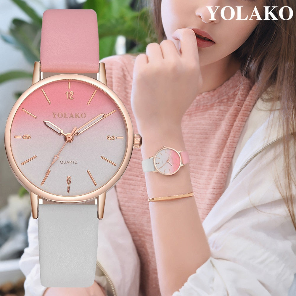 YOLAKO New Arrival Thin Leather Casual Luxury Woman Watch Ladies Quartz Watch Female Bracelet Women Watches Colok Reloj 533