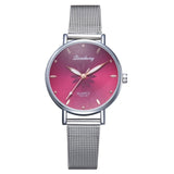 Women's Wristwatches Luxury Silver Popular Pink Dial Flowers Metal Ladies Bracelet Quartz Clock Fashion Wrist Watch 2019 Top