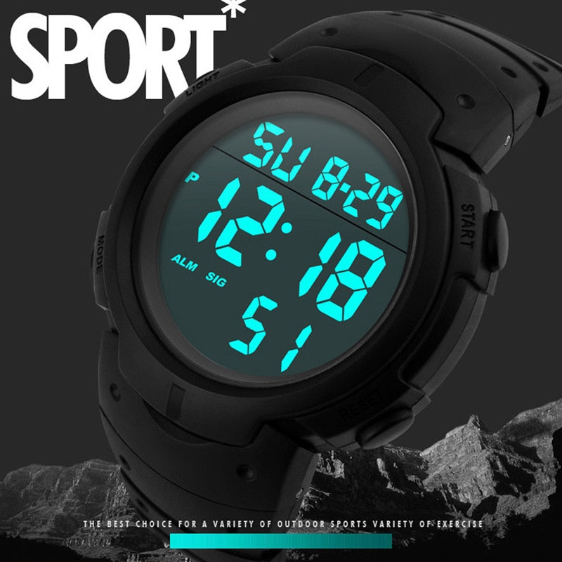 2019 Fashion watch LED Digital men waterproof sport style Men's Boy Stopwatch Date Rubber Sport Wrist Watch relogio masculino