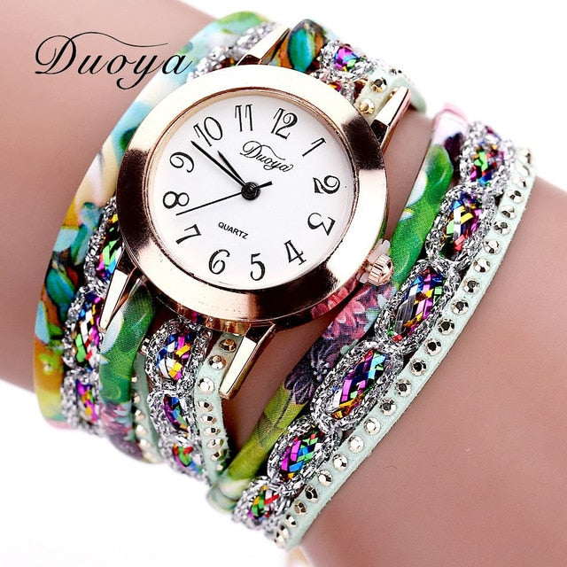 Fashion 2019 Watches Women Popular Quartz Watch Luxury Bracelet Flower Gemstone Wristwatch Casual Bracelet Watch Valentine Gift