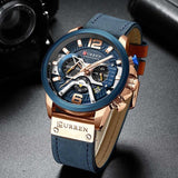 Curren Mens Watches Top Brand Luxury Chronograph Men Watch Leather Luxury Waterproof Sport Watch Men Male Clock Man Wristwatch