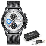 LIGE Fashion Men Watches Male Creative Business Chronograph Quartz Clock Stainless Steel Waterproof Watch Men Relogio Masculino