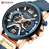 CURREN Watch Mens Watches Top Brand Luxury Men Casual Leather Waterproof Chronograph Men Sport Quartz Clock Relogio Masculino